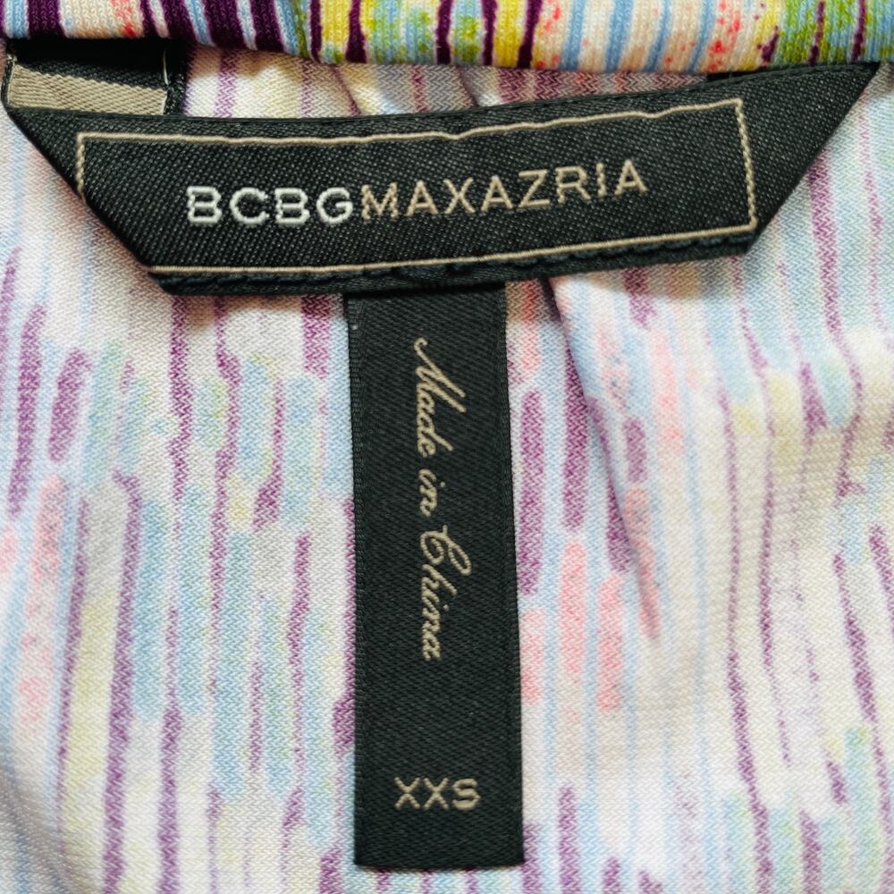 BCBGMAXAZRIA Multicolor Shift Dress Long Sleeve Sleeve Peekaboo Bodice XXS - Picture 8 of 10